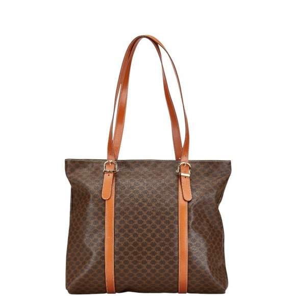 Celine Macadam Tote Bag Brown PVC Leather Women's CELINE - Picture 1 of 8